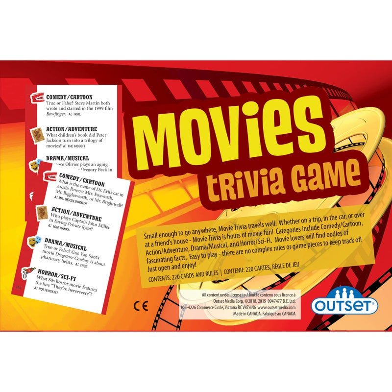 Outset Media Movies Trivia Game - Party Game - Family Game - Travel Game - Fun and Easy to Play - 880 Trivia Questions - for 2 or More Players - Ages 12+ - Image 3